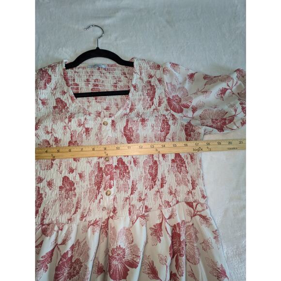 Polagram Dress Womens Medium Floral Romantic Feminine Lined Pockets Modest Maxi - Picture 6 of 15